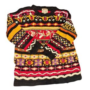 Vintage Heirloom Collectibles‎ Women Sweater Size L Colorful Geometric Pattern